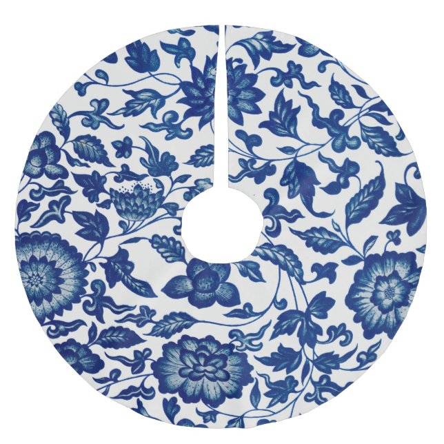 Blåkinesiska Blommigtar för prydnadsföremål  Julgransmatta Borstad Polyester (Framsidan)