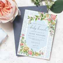 Blåkinoserie Baby Brunch-inbjudan - Trianon