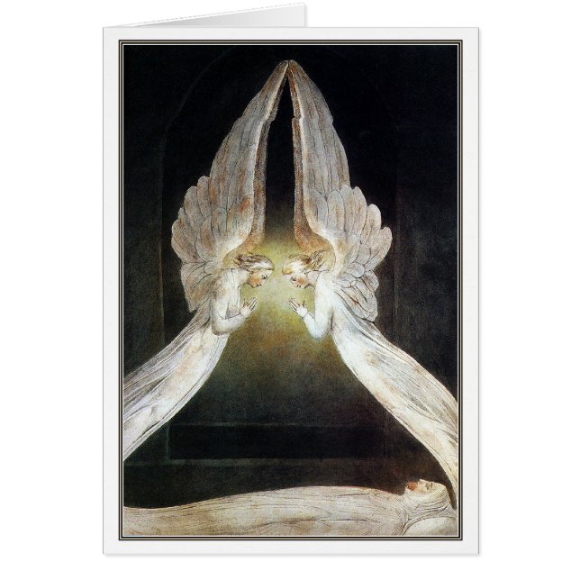 Blakkort/Inbjudan: Kristus Guardad av Änglar av Hälsningskort (Framsidan)