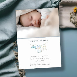 Blåklädesfoto Baby Birth Notice Tack Kort