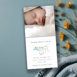 Blåklädesfoto Baby Birth Notice Tack Kort