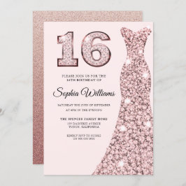 Blåklänning i ro 16:e födelsedag 16 inbjudningar