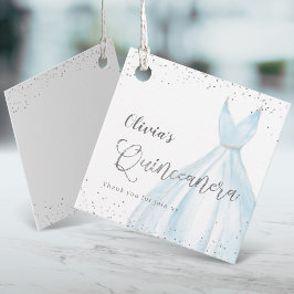 Blåklänning quinceañera elegant silver gåvor etiketter