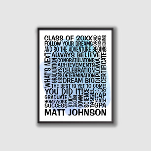 Blåklass på 20xx Studenten Poster för honom