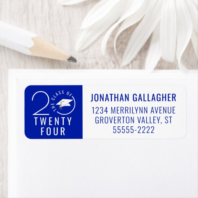 Blåklassår i det moderna Studenten-Royalet Returadress Etikett (Insitu)