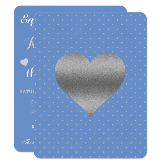 Blåklintblått & silverpolkaen pricker partykortet 10,8 x 14 cm inbjudningskort
