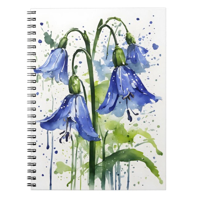 Blåklocka - Akvarellblommor Anteckningsbok (Framsidan)