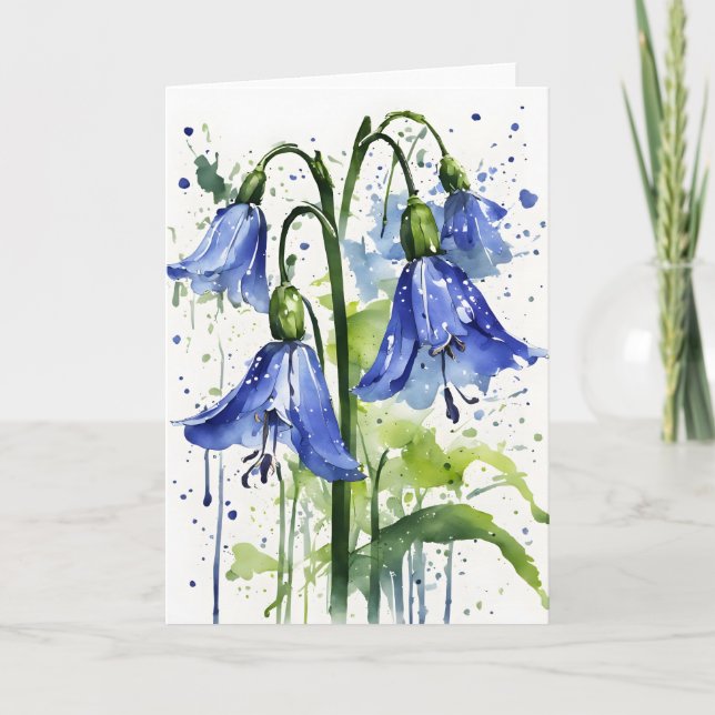Blåklocka - Akvarellblommor Kort (Framsida)