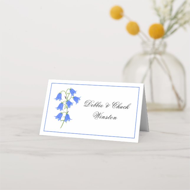 Blåklocka Blommor Platskort Tält Placeringskort (Framsida)