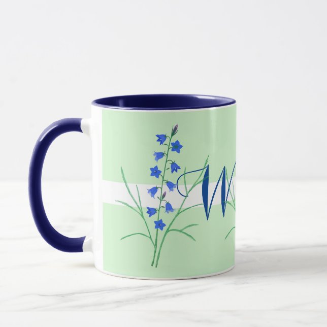 Blåklocka Monogramm Mug Mugg (Vänster)