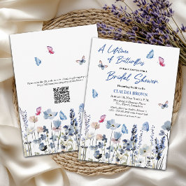 Blåklocka Vildblommor QR-kod Bröllopsdusch Inbjudningar