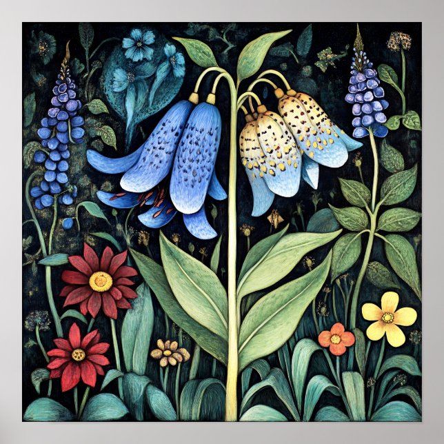 Blåklocka Whimsical Painting Art Skriv ut Poster (Framsidan)