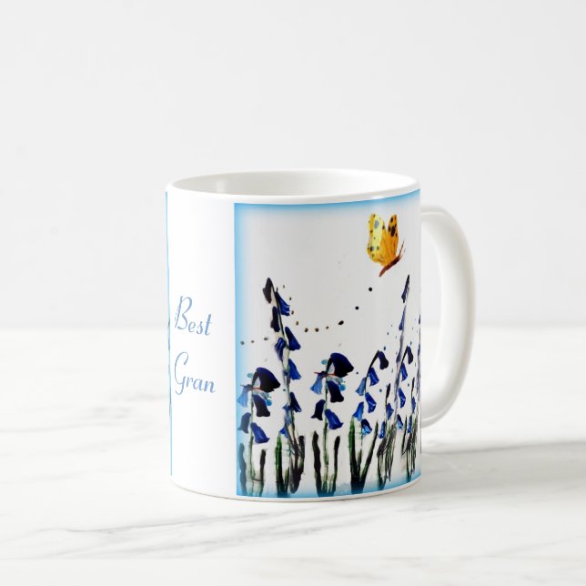 Blåklockafjärilsblommigt Två-Tonad Mugg (Framsida höger)