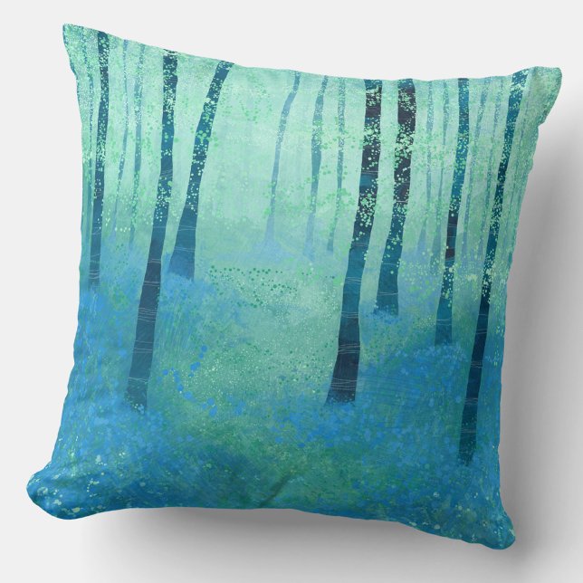 Blåklockeskog Kudde (Bluebell woods landscape art throw pillow for forest lovers)