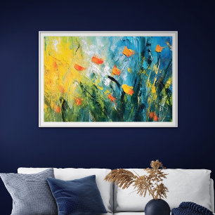 Blåklockor – Abstrakt blomsteräng i rörelse Poster