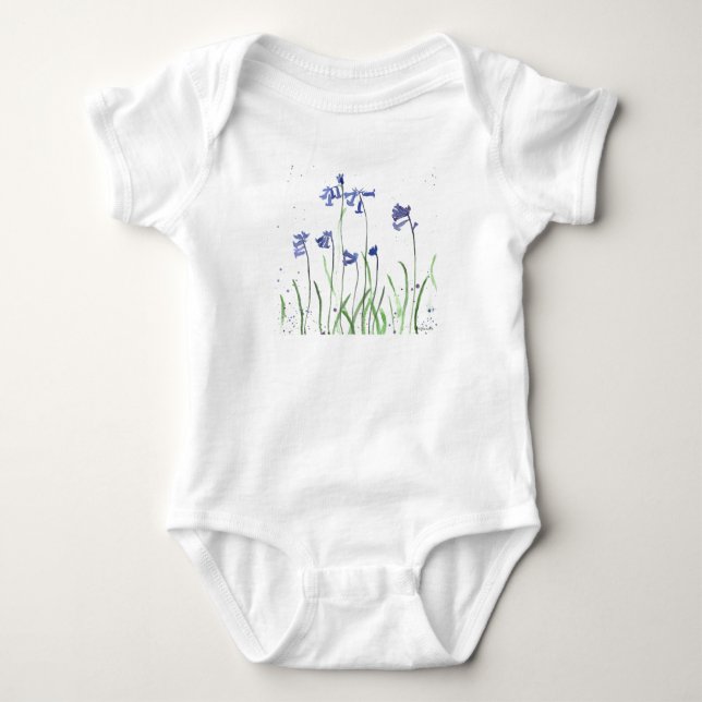 Blåklockor akvarell Blå blommor Elegant T Shirt (Framsida)