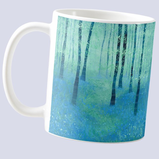 Blåklockor i Kent Landskapsmålning Kaffemugg (Bluebell woodland landscape art coffee mug)