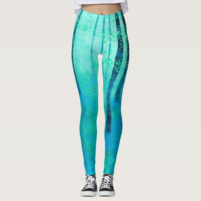 Blåklocksskogsmåleri Leggings (Framsida)