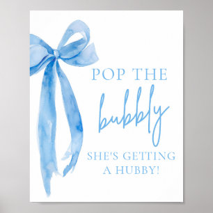 Blåknapp på bubblan hon får ett hubbigt tecken poster