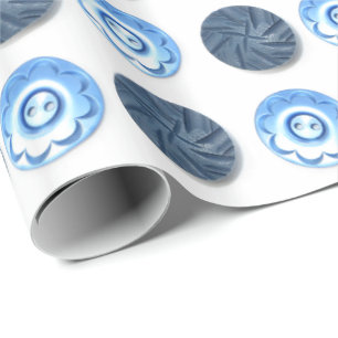 Blåknapparna finare Mönster på vitt Presentpapper