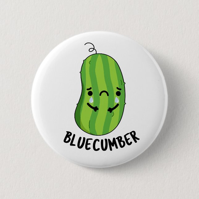 Blåknölar Funny Ledsen Veggie Cucumber Pun Knapp (Framsida)