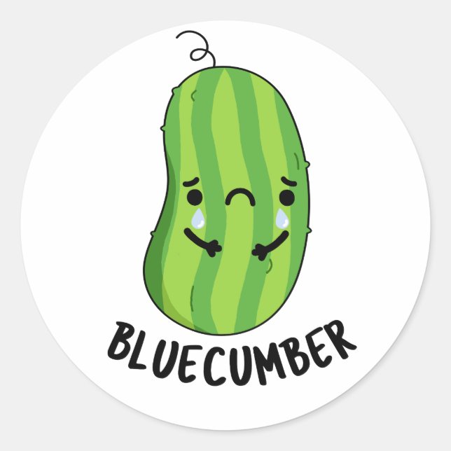 Blåknölar Funny Ledsen Veggie Cucumber Pun Runt Klistermärke (Framsida)