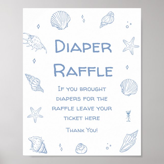 Blåkoastat babyskor Diaper Raffle Poster (Framsidan)