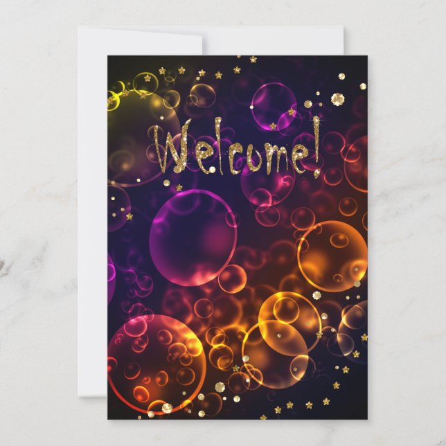 Blåkoffektbubblor för ljusa mytiska linser inbjudningar (Framsida)