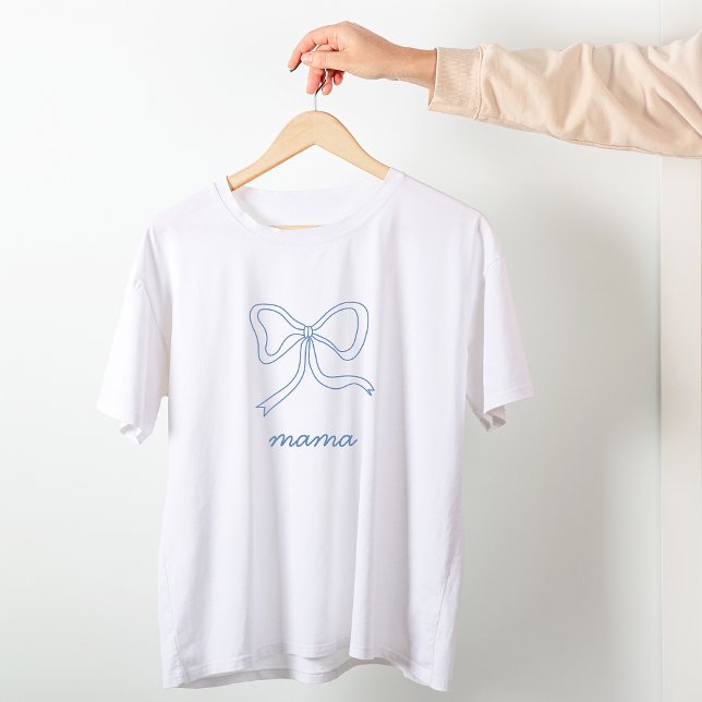 Blåkokvett Bow Baby Shower Mamma Shirt T Shirt (Blue Coquette Bow Baby Shower Mama Shirt
)