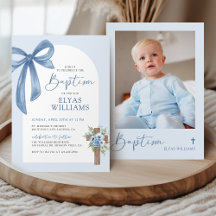 Blåkokvett Bow Blommigt Kor Boy Baptism Photo