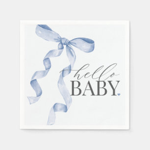 Blåkokvett Bow Girl Baby Shower Decor Pappersservett