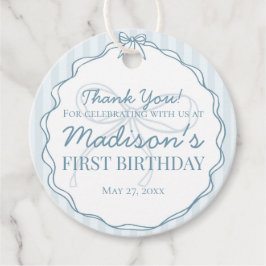 Blåkokvett Bow Pastel Stripe Birthday Gåvor Etiketter