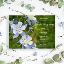 Blåkolumbine Flowers Bröllopsinbjudan