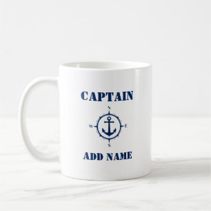 Blåkompasankarkapten Lägg till Namn eller Boat N Kaffemugg