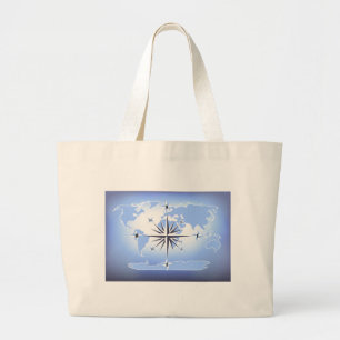 Blåkompass Ro World Map Canvas Toit Bag Jumbo Tygkasse
