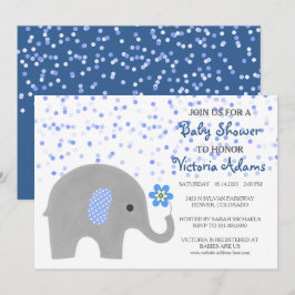 Blåkonfetti Elephant Pojke Shower-inbjudan Inbjudningar
