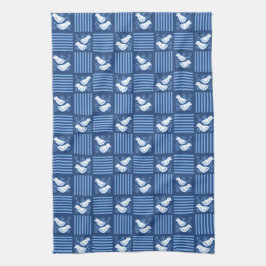 Blåkontrollerboard Turtle Dove Towel Kökshandduk
