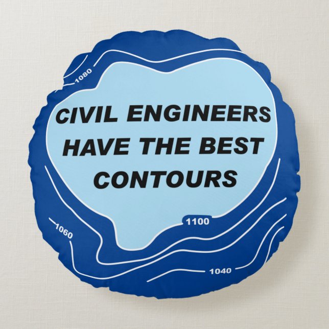 Blåkonturer i Ingenjör Rund Kudde (Framsidan)