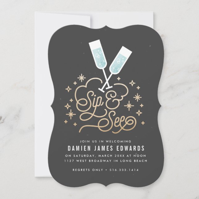 Blåköpare till inbjudan på lilla One Sip & See (Framsida)