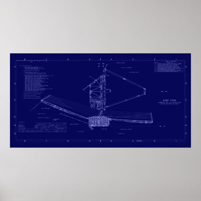 Blåkopia James Webb-rymdteleskopet Poster (Framsidan)