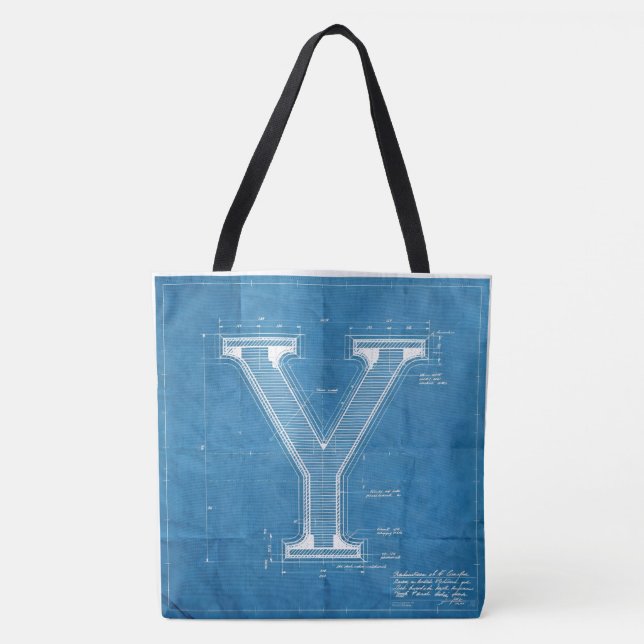 Blåkopierad monogram bokstav Y Tygkasse (Framsida)