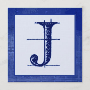 Blåkopierade J Monogram Bröllopsinbjudningar Inbjudningar