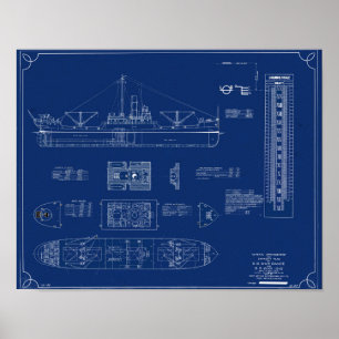 Blåkoppling av Lake Freighter SS War Dance Print Poster