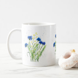 Blåkornblommor blommigt vattenfärgsblommor söt Blo Kaffemugg