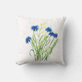 Blåkornblommor blommigt vattenfärgsblommor söt Blo Kudde