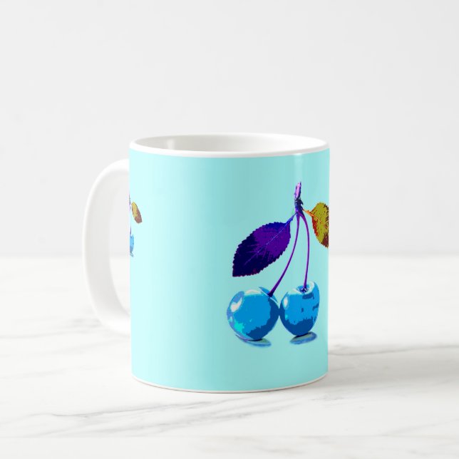 Blåkörsbär med lätt ljus kaffemugg (Framsida vänster)