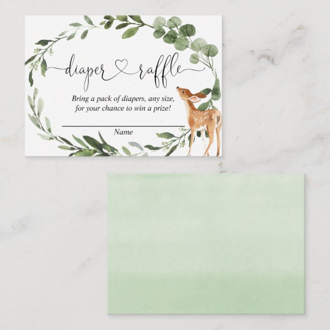 Blåkort för hjort babydusch, grönaktig bläckfisk tilläggskort (Fram/baksida)