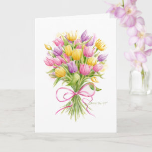 Blåkort för ljus och vackert Tulip Bouquet Kort
