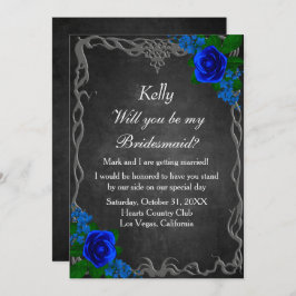Blåkort för royal Blue Ro Chalk Board Fall Bridesm Inbjudningar