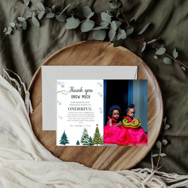 Blåkort för snöflingor i vintertid (Tack) Inbjudningar (Skapare uppladdad)